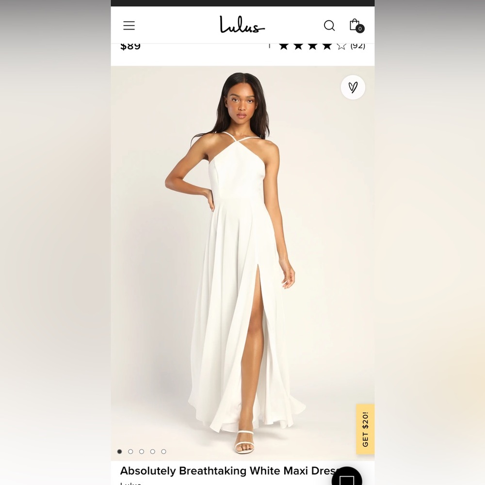 “Absolutely Breathtaking White Maxi Dress” from Lulus